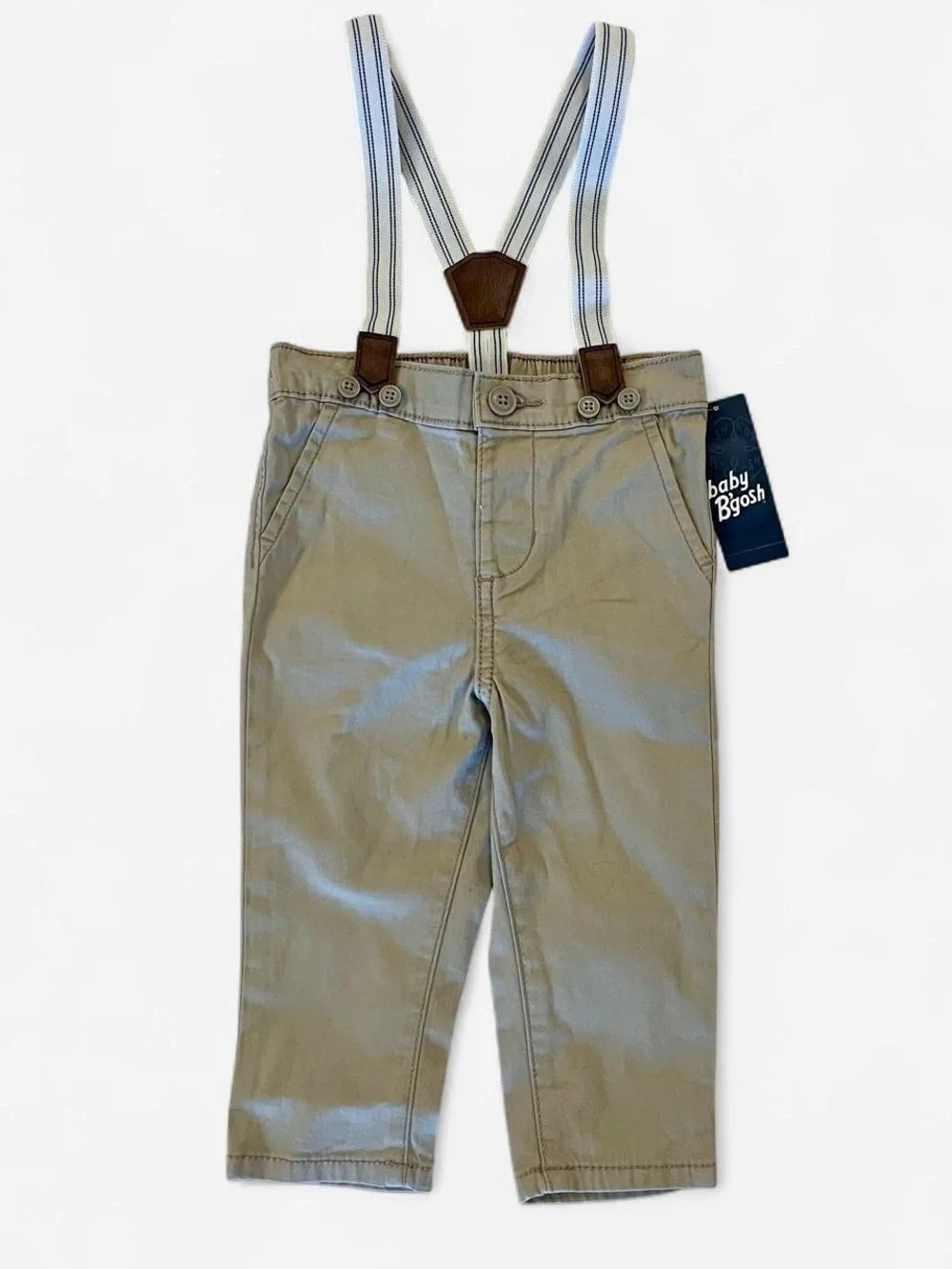 NWT OshKosh Baby B'gosh Khaki Pants with Striped Suspenders